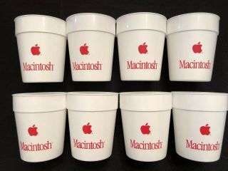 Set Of (8) Vintage 1980s Apple Mac Macintosh Logo Computer 16oz Plastic Cup Mug
