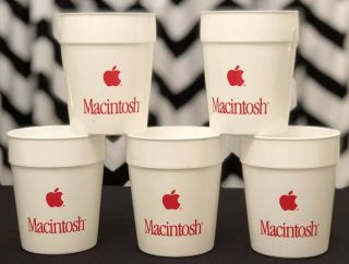 Set Of (8) Vintage 1980s Apple Mac Macintosh Logo Computer 16oz Plastic Cup Mug 2