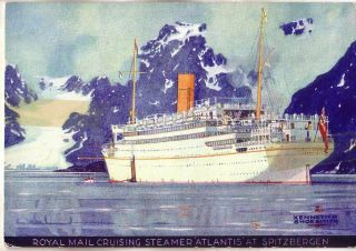 U.  K.  - Royal Mail Lines - Spitzbergen Adv.  Postcard Signed Kenneth Shoesmith