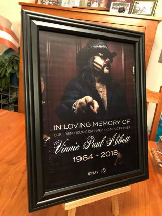 Big 10x13 Framed Vinnie Paul Abbott (pantera) 1964 - 2018 Death Tribute Promo Ad