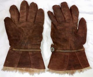 Wwii Japanese Army Navy Air Force Leather & Rabbit Fur Lined Pilot Gloves