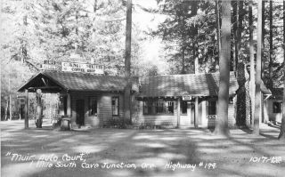 1940s Cave Junction Oregon Camp Muir Gas Station Cabins Coffee Shop Art Ray Rppc