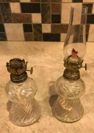Vintage Small Kerosene Glass Lamps By The P&a Manufacturing Co,  Acorn