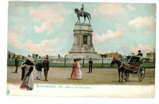 Richmond Va - Robert E Lee Confederate Monument - Postcard Civil War History
