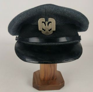 Wwii Ww2 Polish Air Force Officer Visor Cap Eagle Emblem W/ Crown Sz 7 1/4 1940