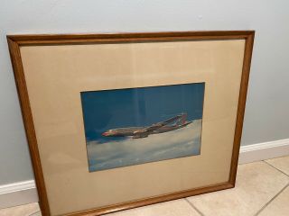 American Airlines Plane Vintage Picture In A Wood Frame 25x21 Pre Owned