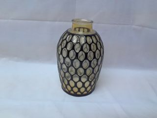 Vintage Mcm Glass Globe Lamp Light Shade Black Gold Geometric Ovals 5 Available