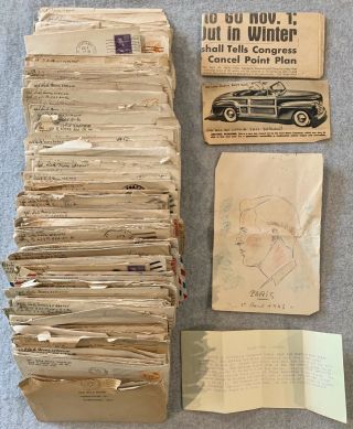 Ww2 Wwii Correspondent Love Letters Between Soldier & Wife Overseas - 139 Letters