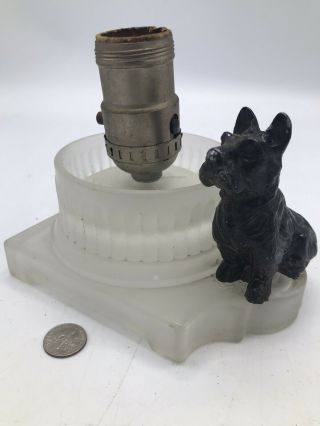 Vintage Scottie Dog Lamp Base,  Frosted Glass,  Art Deco