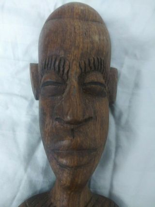 African Hand Carved Wooden Statue 14 " High Heavy Solid