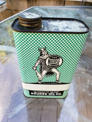 Vintage Nourse Oil Co White Cream Separator Oil Quart Tin Can Viking Omaha Ne