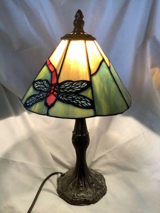 Dragonfly Tiffany Style Stain Glass Lamp,  14” Stunning