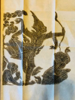 Vintage Angkor Wat Thai/Cambodian Temple Stone Rubbing on Rice Paper 2 2