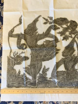 Vintage Angkor Wat Thai/cambodian Temple Stone Rubbing On Rice Paper 5