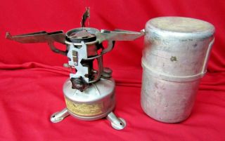 Vintage Wwii Us M - 1942 Field Stove W/tool & Container Aladdin 1945 10th Mtn Div