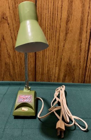 Vintage Imar Flex Small Mid Century Modern Metal Gooseneck Green Desk Lamp Light