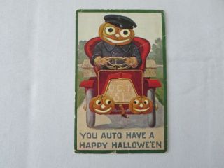 Vintage Halloween Car Postcard You Auto Have A Happy Halloween - Early 1900s