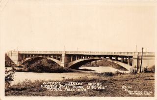 G93/ Crystal Falls Michigan Rppc Postcard 1927 Superior St Bridge