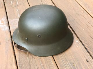 Ww2 Wwii German M40 Helmet Restored Repainted Green Tan Liner/chinstrap