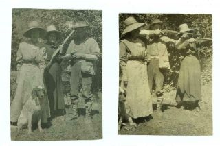 Lady Hunters With Hunting Rifles & Hunting Dog 1911 Rppc Corvallis,  Oregon