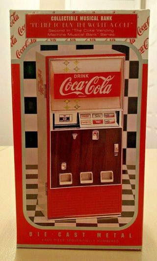 Vintage Coca Cola Coke Die Cast Metal Vending Machine Light Up Musical Bank Box