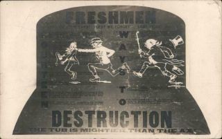 1911 Rppc Stanford University,  Ca Freshmen Destruction.  The Tub Is Mightier Than