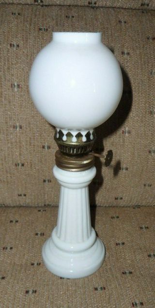 Vintage Milk Glass Kerosene Oil Lamp - Hong Kong