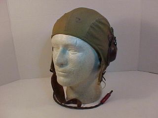 , Vg Cond.  Aaf Type A - 8 Flying Helmet W/ Headphone Receivers (medium)