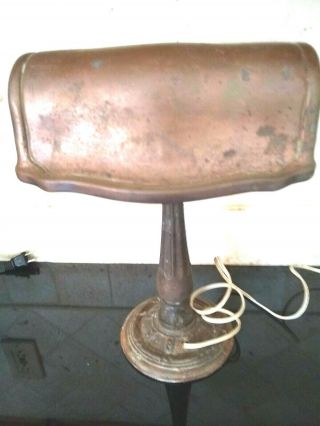 Handsome Vintage Antique Hooded Desk Lamp Cast Iron Base