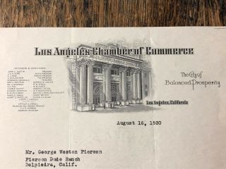 1930 Los Angeles Chamber Of Commerce Letter Paper