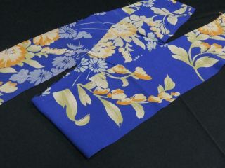 008bcf 2201 Silk Fabric 1930s Vintage Japanese Kimono Flower Navy Blue