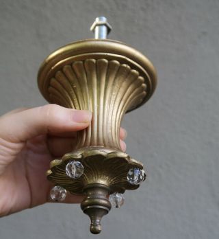 Finial Swag Lamp Globe Brass Spelter Chandelier Part Vintage 1/8ip Glass Bead Ol