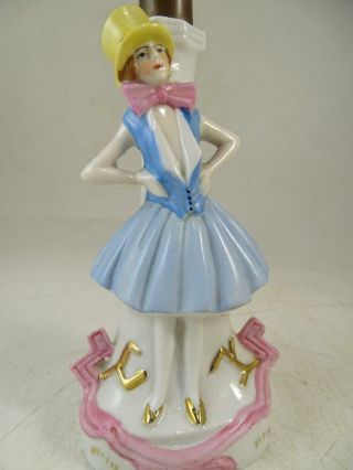 Antique German Porcelain Figural Half Doll Art Deco Pin Up Girl Lamp Boudoir Vtg