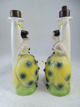 Antique German Porcelain Figural Half Doll Art Deco Boudoir Lamp Artichoke Dress 3