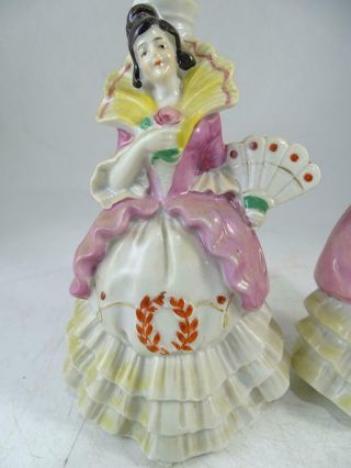 Antique German Porcelain Half Doll Art Deco Boudoir Lamp Colonial Lady Hand Fan 2