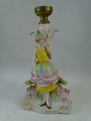 Antique German Porcelain Figural Half Doll Art Deco Pixie Fairy Lady Girl Flower