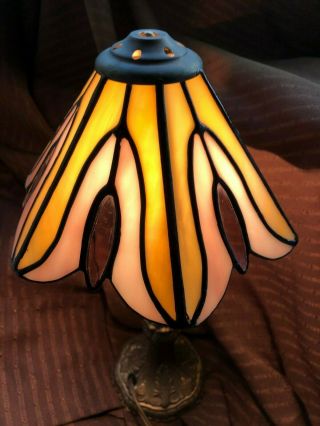 Vintage Signed Meyda Tiffany Style Stained Glass Lamp Shade 2