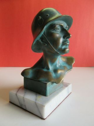 Wwll German Soldier Ss Trooper Bronze Bust