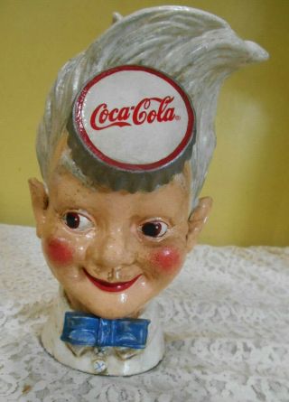Vintage Cast Iron Sprite Boy Coca Cola Coke Bank Iob