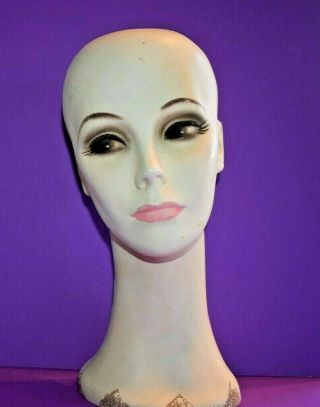 Vintage 1950 - 60s Woman Female Mannequin Head Life Size Bust Store Display