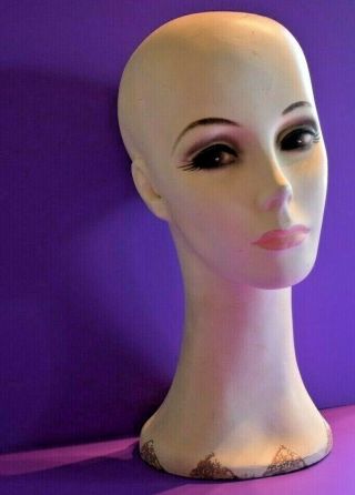 VINTAGE 1950 - 60s WOMAN FEMALE MANNEQUIN HEAD LIFE SIZE BUST STORE DISPLAY 2