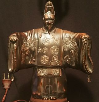 Fujiwara Desk Lamp Frederick Cooper Japanese Heian Bronze Samurai Phoenix Statue