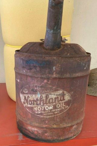 Vintage Rustic Sylvania Northland Motor Oil Can With Spout 4 Gallon