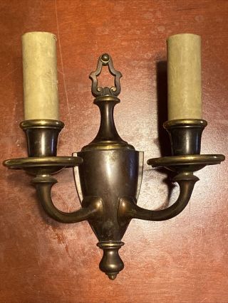 Vtg Circa Set Of 6 1920s Art Deco 2 Bulb Bronze Sconce Lighting Wall Fixtures 2