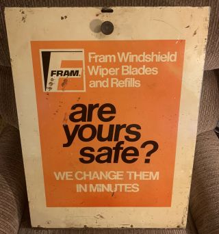Vintage Fram Display Cabinet Metal Automotive Shop Parts Sign Wiper Blades