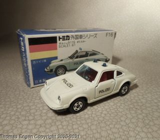 Vintage Tomy Tomica F16 Porsche 911s Police Japan Pocket Cars Boxed 1/61
