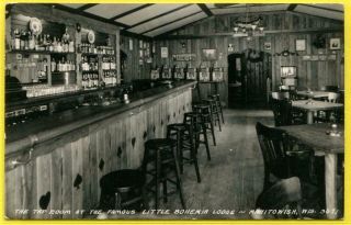 Rppc 1940s Manitowish Wi Bar At Little Bohemia Lodge/slot Machines/cash Register