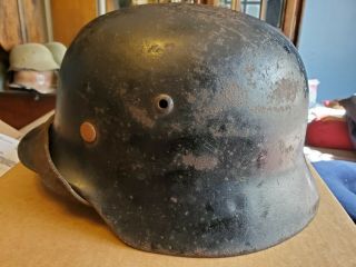 Ww2 German Helmet M35 With Liner And Chinstrap Stamped Se64.