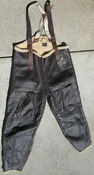 Vintage Wwii Us Army Air Forces Flight Pants Type B - 1 Size L Zippers Work