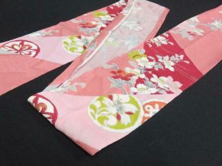 008bcf 2236 Silk Fabric 1930s Vintage Japanese Kimono Pale Pink Hand Painted